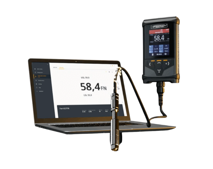 Review data on laptop from the Feritscope DMP30