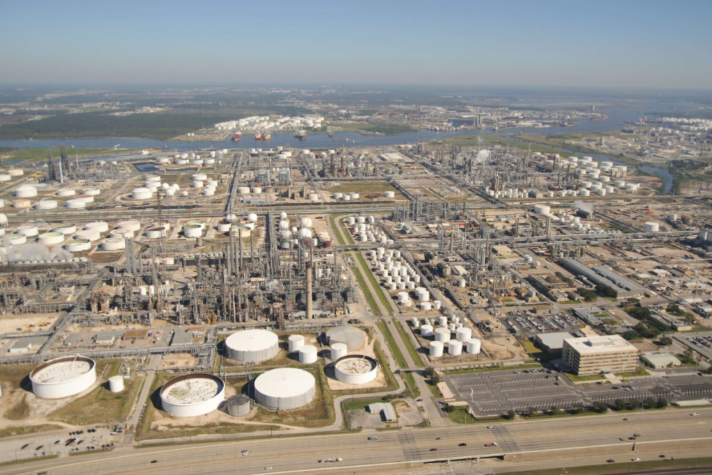 Storage tanks and transfer piping in [confirmed Houston-area location]