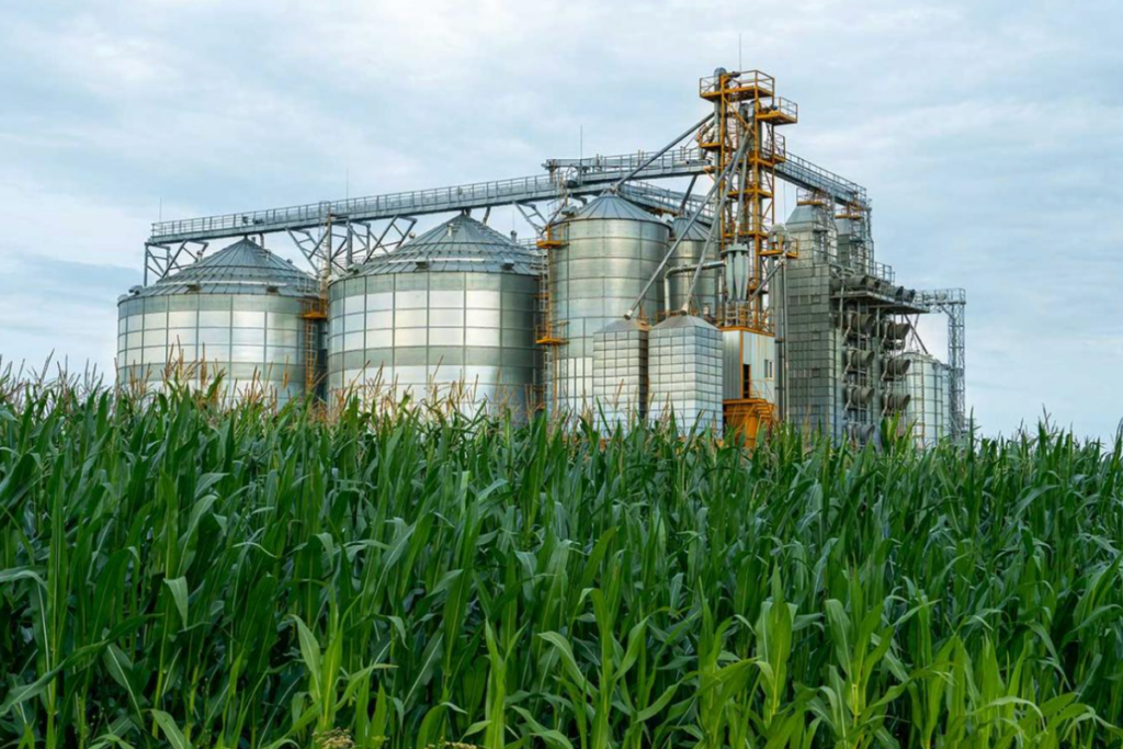 Tanks, silos, and processing infrastructure at [confirmed Illinois location]